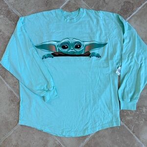 NWT Disney Star Wars The Mandalorian Spirit Jersey Shirt Green Baby Yoda Child